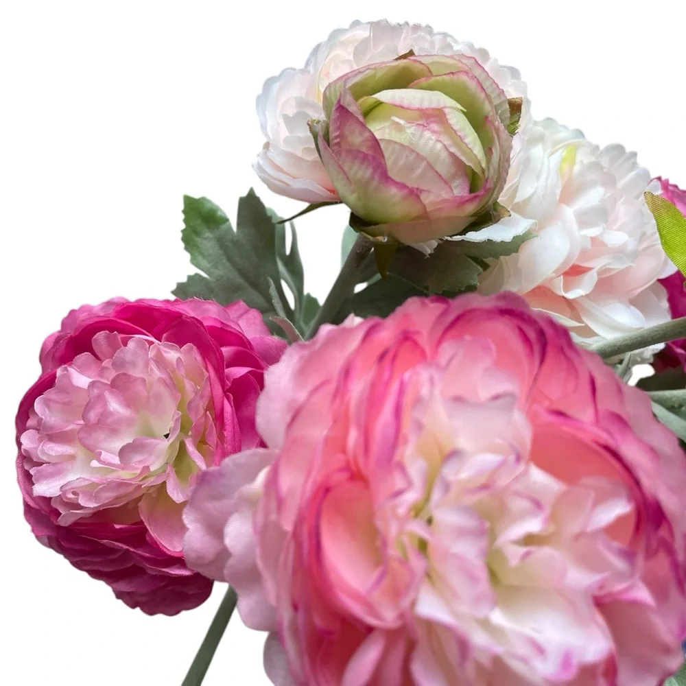 PEONIES Pink and White Floral rosy Peony Arrangement in ceramic matte white vase